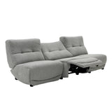 Basil Modern Grey Fabric Small Sofa With 3 Electric Recliners