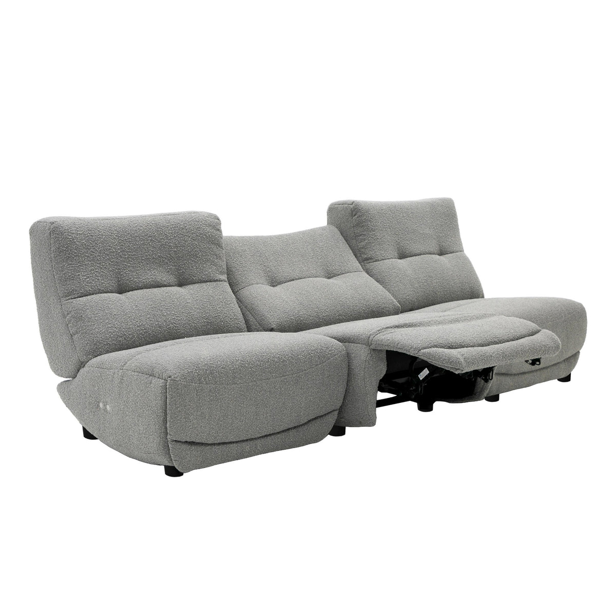 Basil Modern Grey Fabric Small Sofa With 3 Electric Recliners