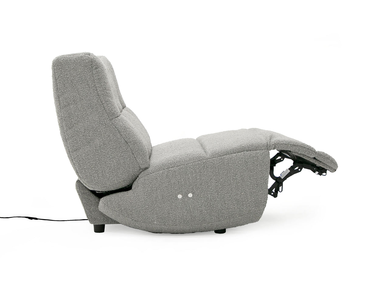 Basil Modern Grey Fabric Small Electric Recliner Chair