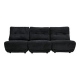 Basil Modern Black Fabric Small Sofa With 3 Electric Recliners
