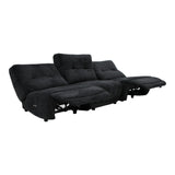 Basil Modern Black Fabric Small Sofa With 3 Electric Recliners