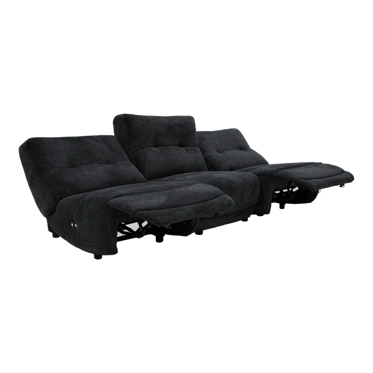 Basil Modern Black Fabric Small Sofa With 3 Electric Recliners