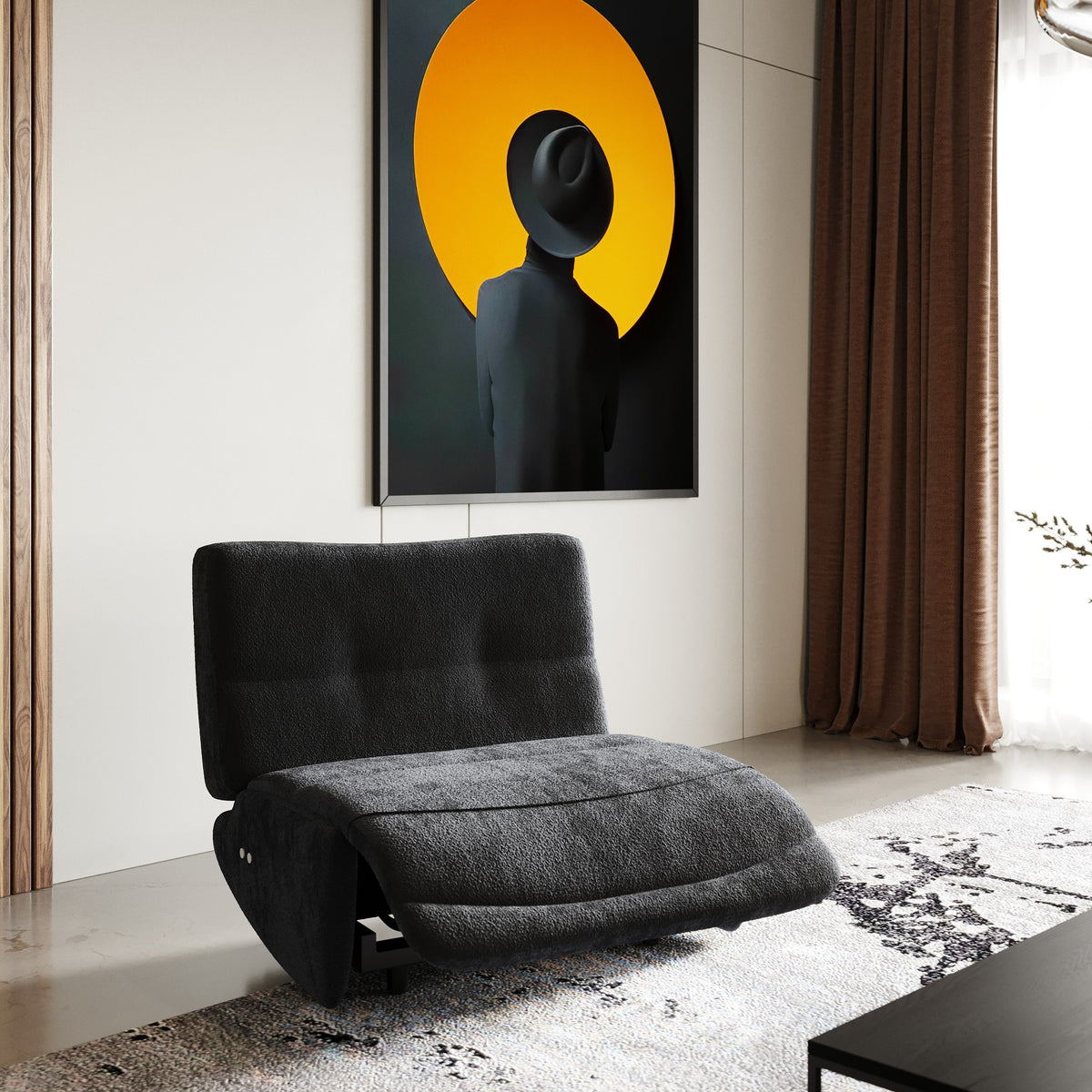 Basil Modern Black Fabric Small Electric Recliner Chair