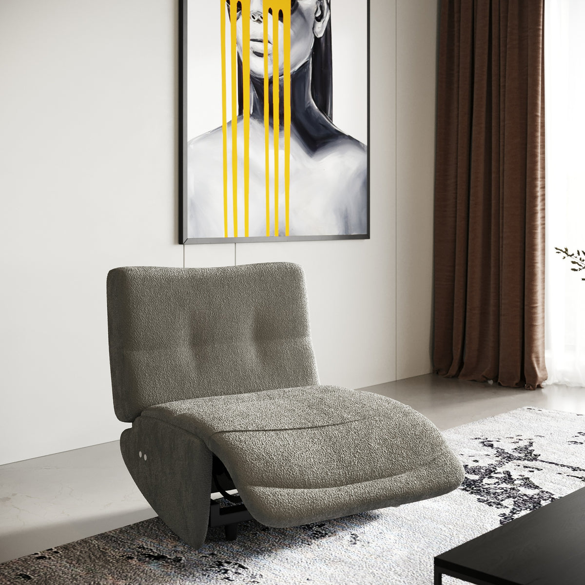 Basil Modern Grey Fabric Small Sofa With 3 Electric Recliners
