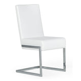 Batavia Modern White & Stainless Steel Dining Chair (Set of 2)