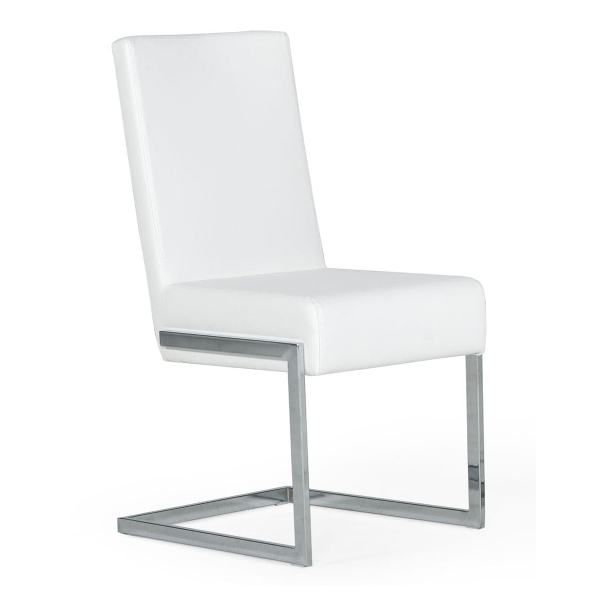 Batavia Modern White & Stainless Steel Dining Chair (Set of 2)