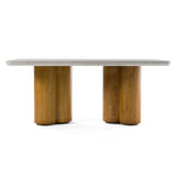 Bateman Modern Faux Concrete + Walnut Dining Table