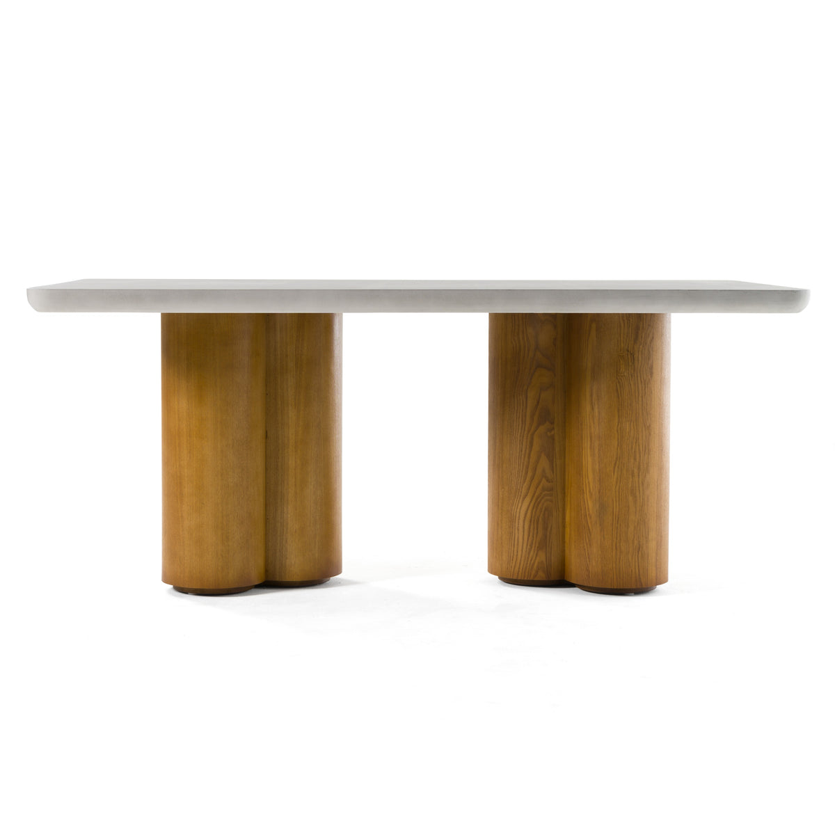 Bateman Modern Faux Concrete + Walnut Dining Table