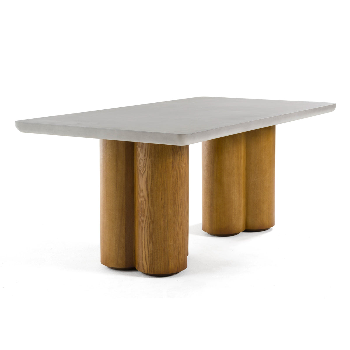 Bateman Modern Faux Concrete + Walnut Dining Table
