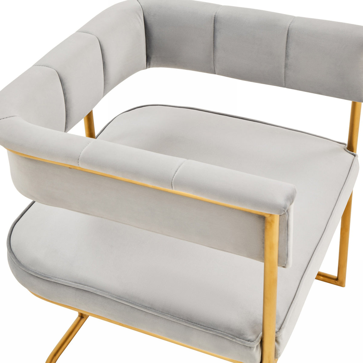 Bavaria Modern Light Grey Fabric + Gold Accent Chair