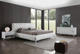 Eastern King Legend Modern White Bonded Leather Bed