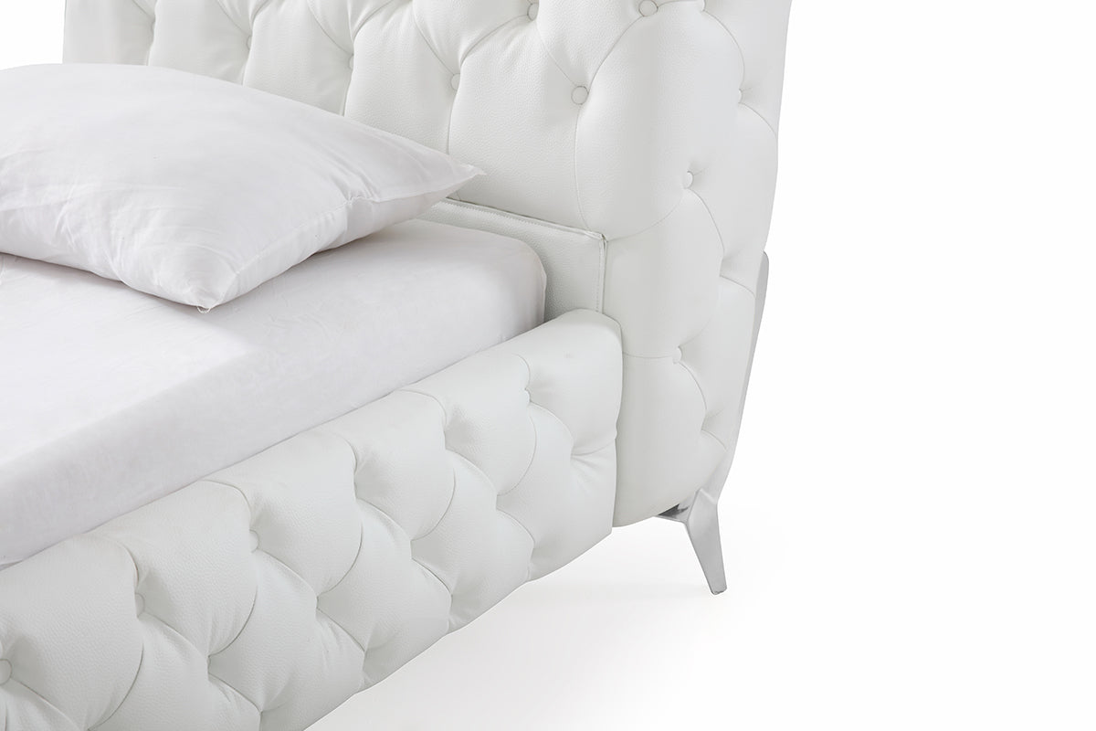 Eastern King Legend Modern White Bonded Leather Bed
