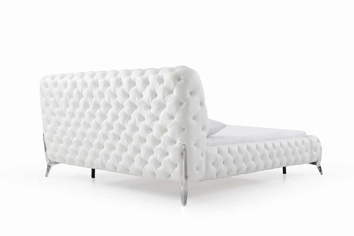 Eastern King Legend Modern White Bonded Leather Bed