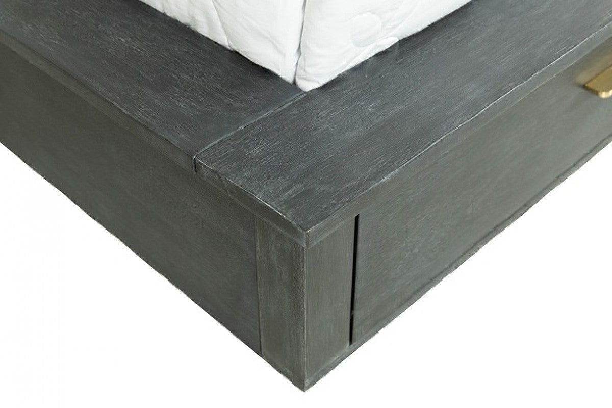 Manchester- Contemporary Platform Dark Grey Bed with Drawers