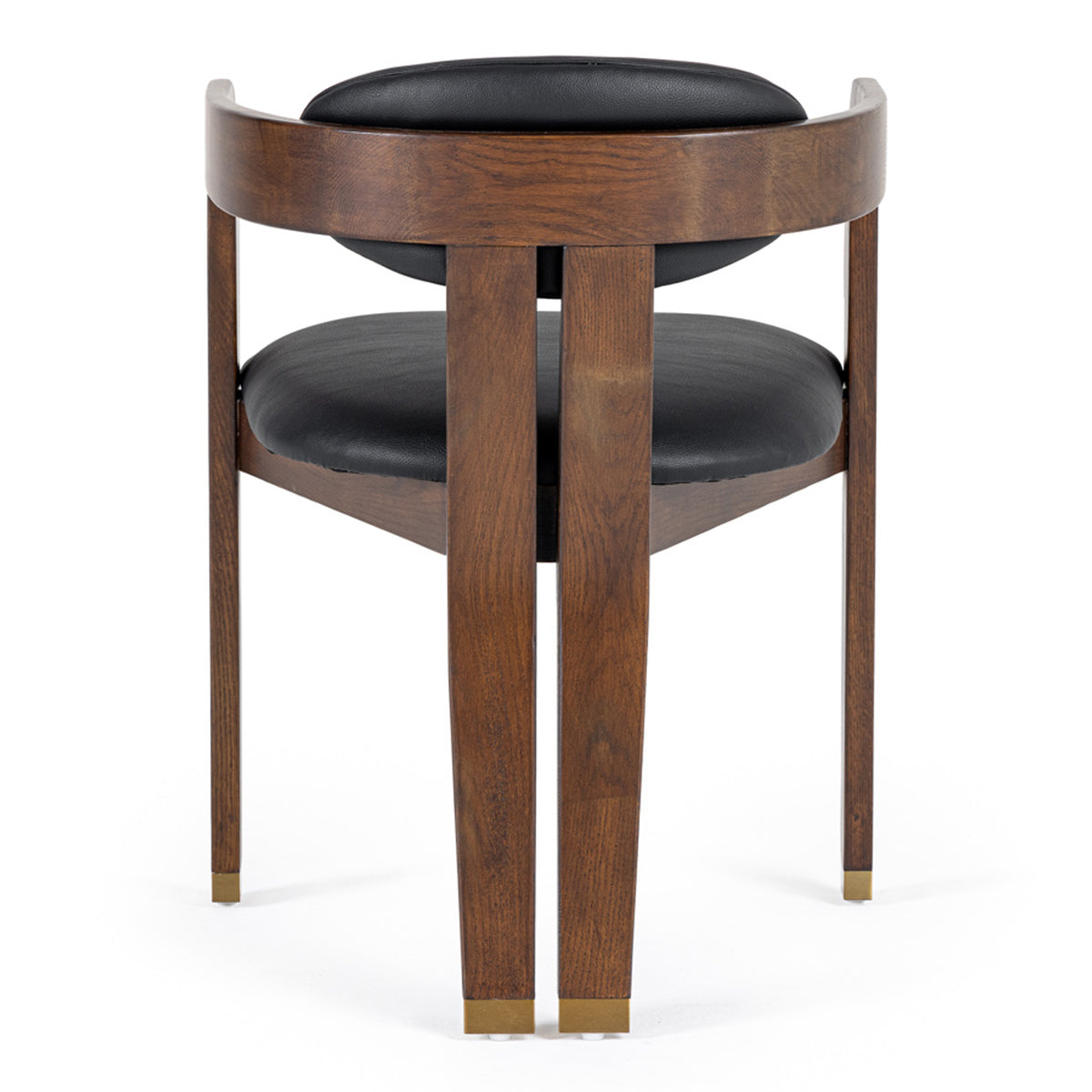 Belton Modern Black Vegan Leather + Brown Oak Dining Chair