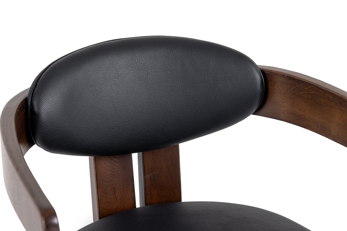 Belton Modern Black Vegan Leather + Brown Oak Dining Chair