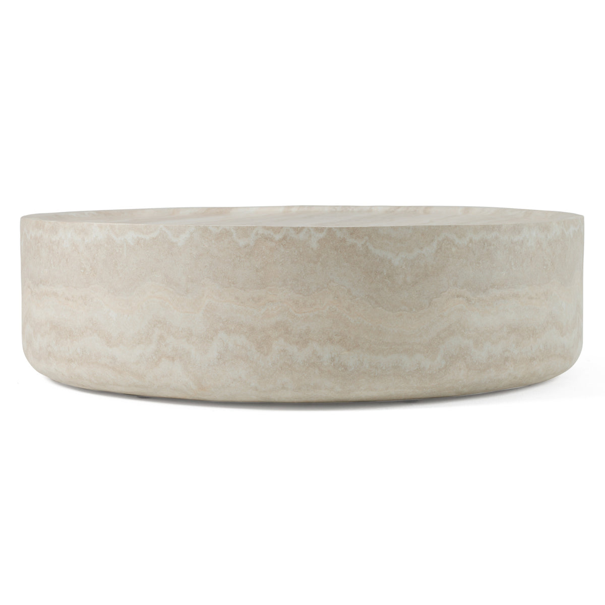 Benji Modern Faux Travertine Round Large Coffee Table