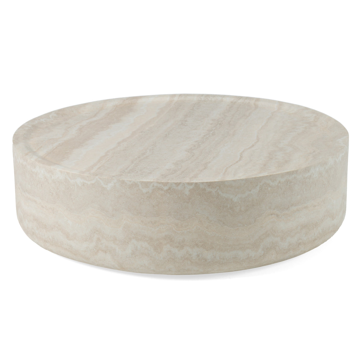 Benji Modern Faux Travertine Round Large Coffee Table