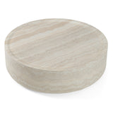 Benji Modern Faux Travertine Round Large Coffee Table