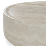 Benji Modern Faux Travertine Round Large Coffee Table