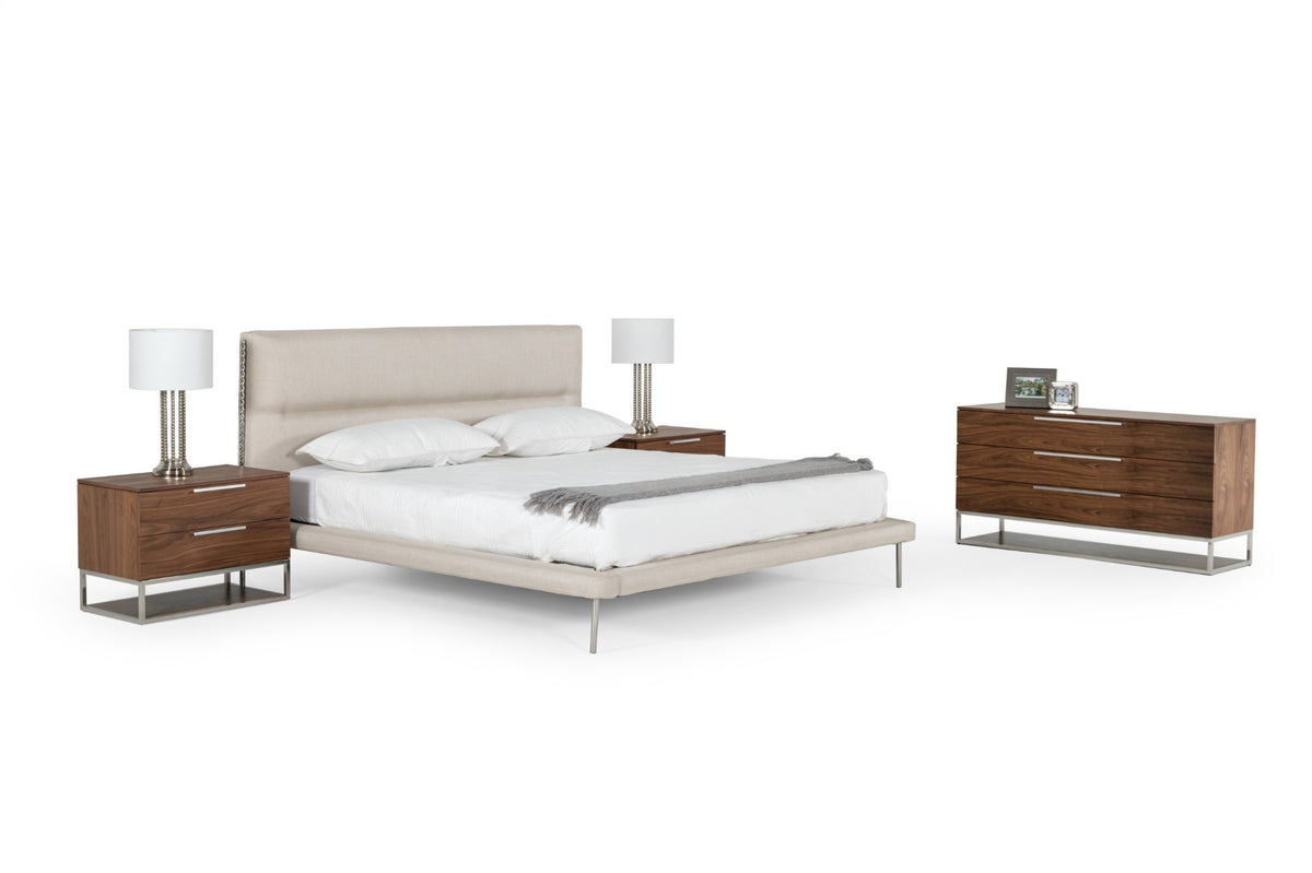 Bergeron Contemporary Cream Woven Fabric Bed