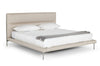 Bergeron + Lorenzo Contemporary Cream Fabric + Light Oak 4-Piece Bedroom Set