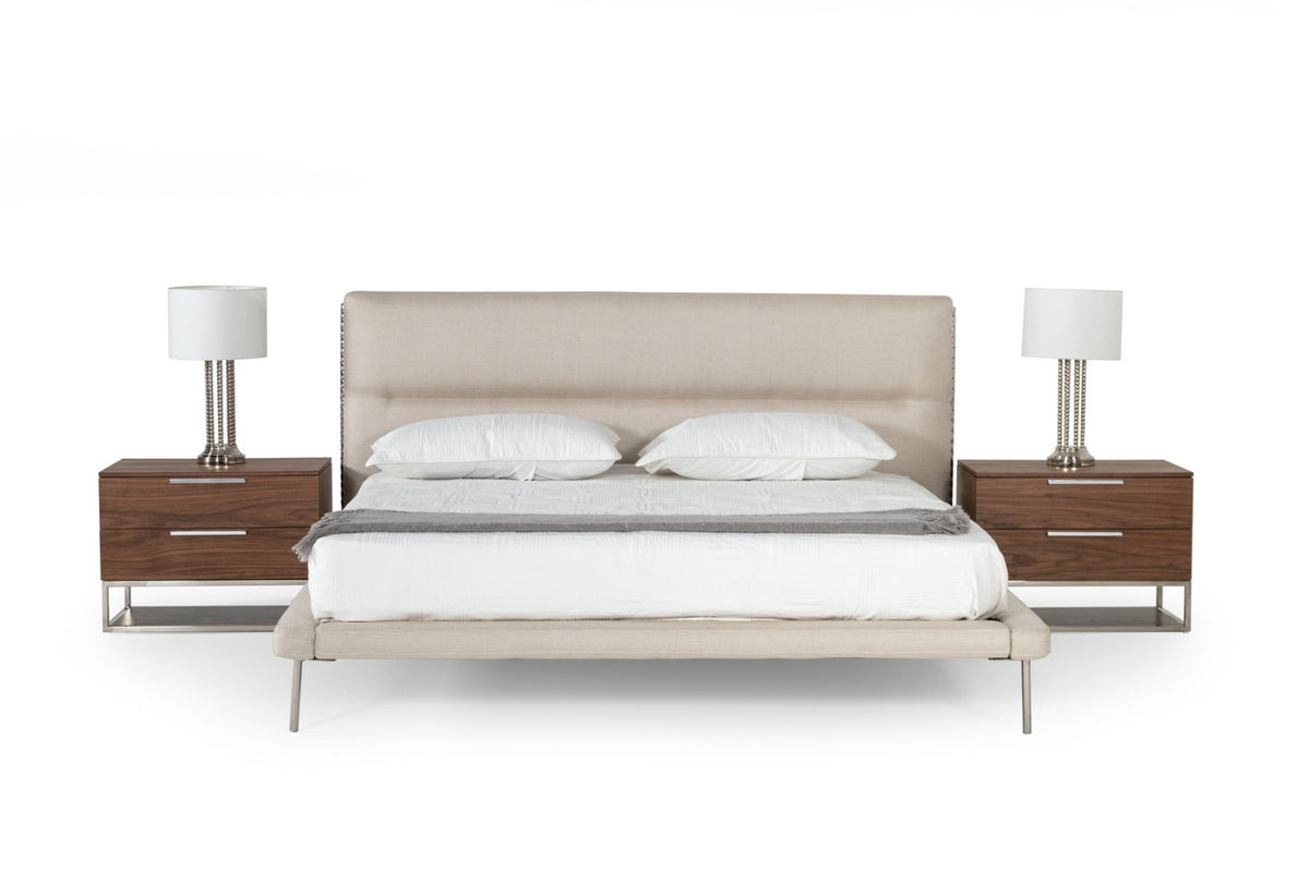 Bergeron Contemporary Cream Woven Fabric Bed