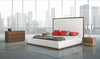 Queen Beth Modern Walnut with White Leatherette Bed