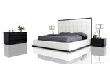 Queen Beth Modern Wenge with White Leatherette Bed
