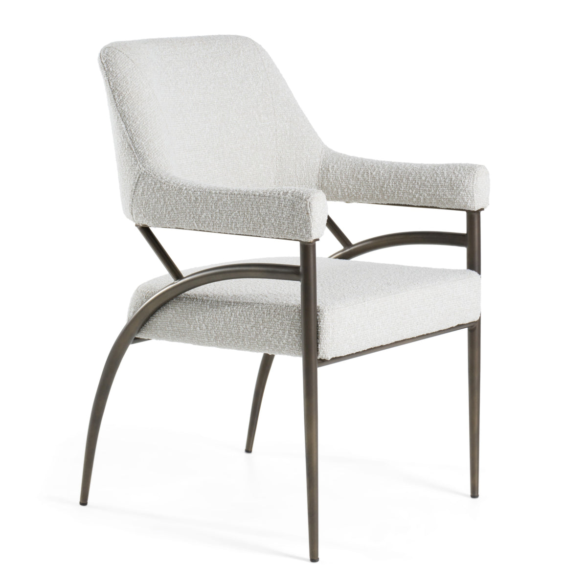 Betty Modern Off-White Fabric + Bronze Dining Chair