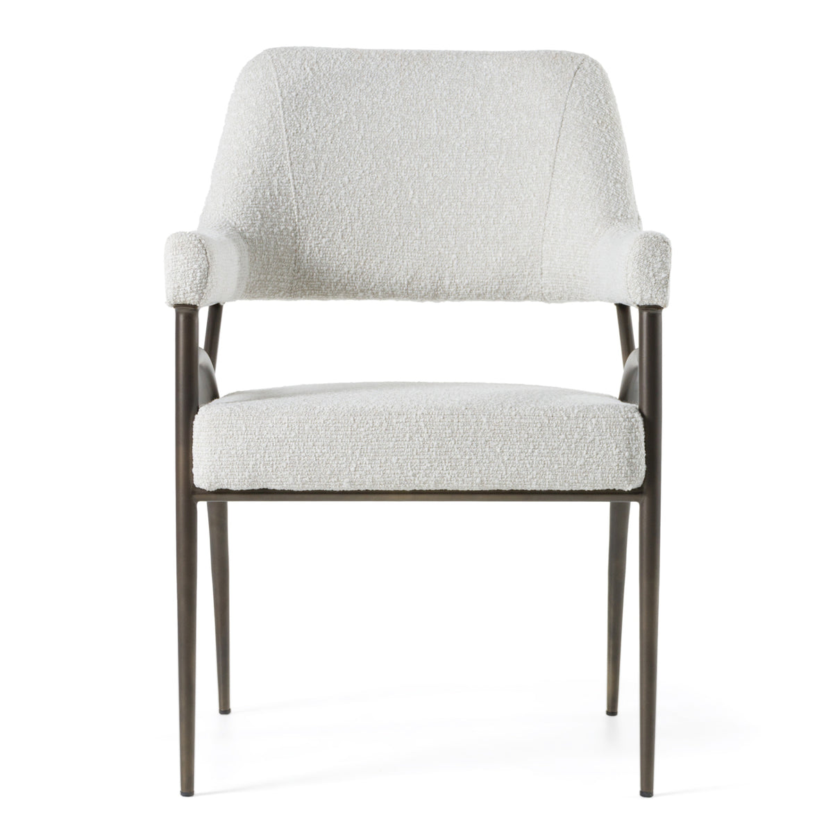 Betty Modern Off-White Fabric + Bronze Dining Chair