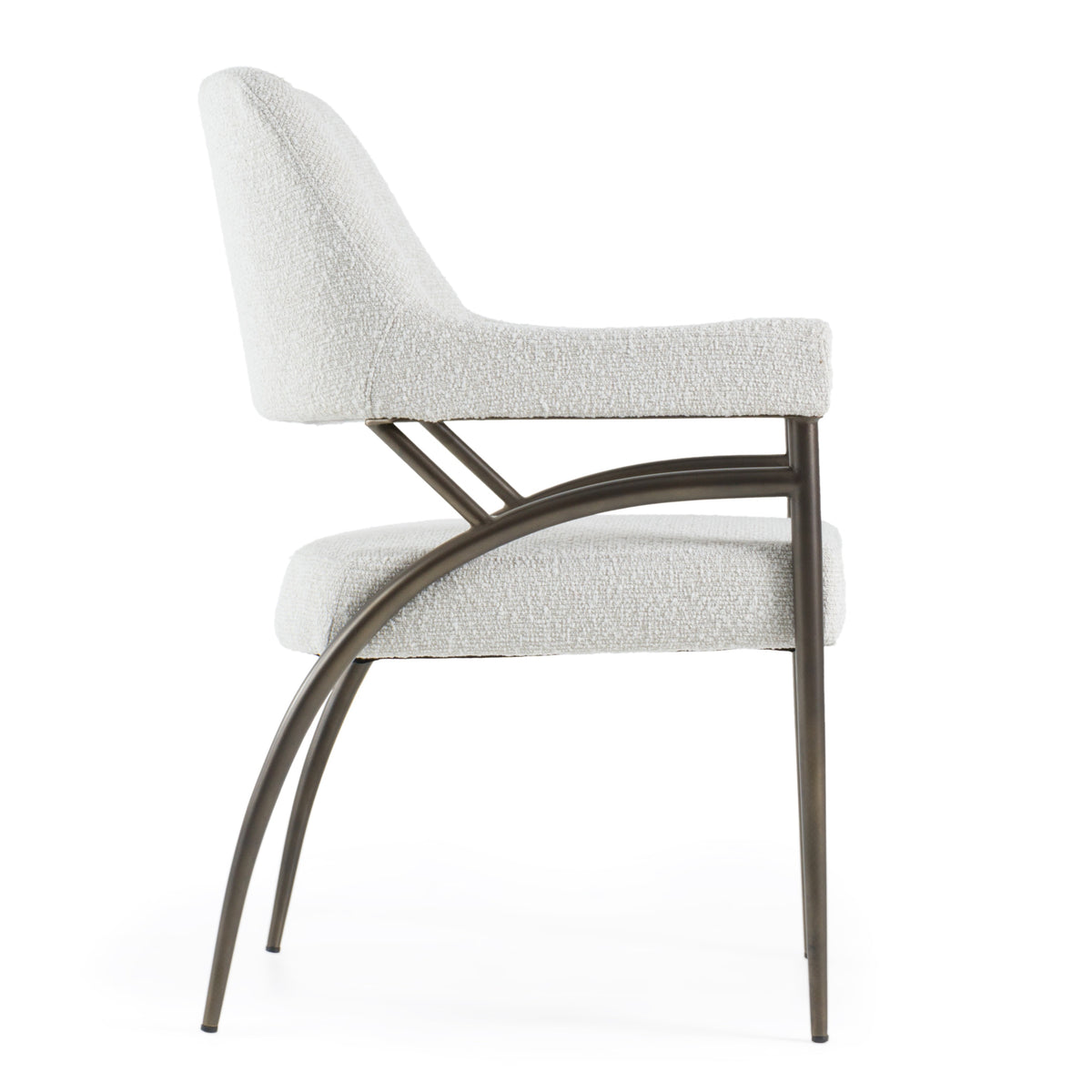 Betty Modern Off-White Fabric + Bronze Dining Chair