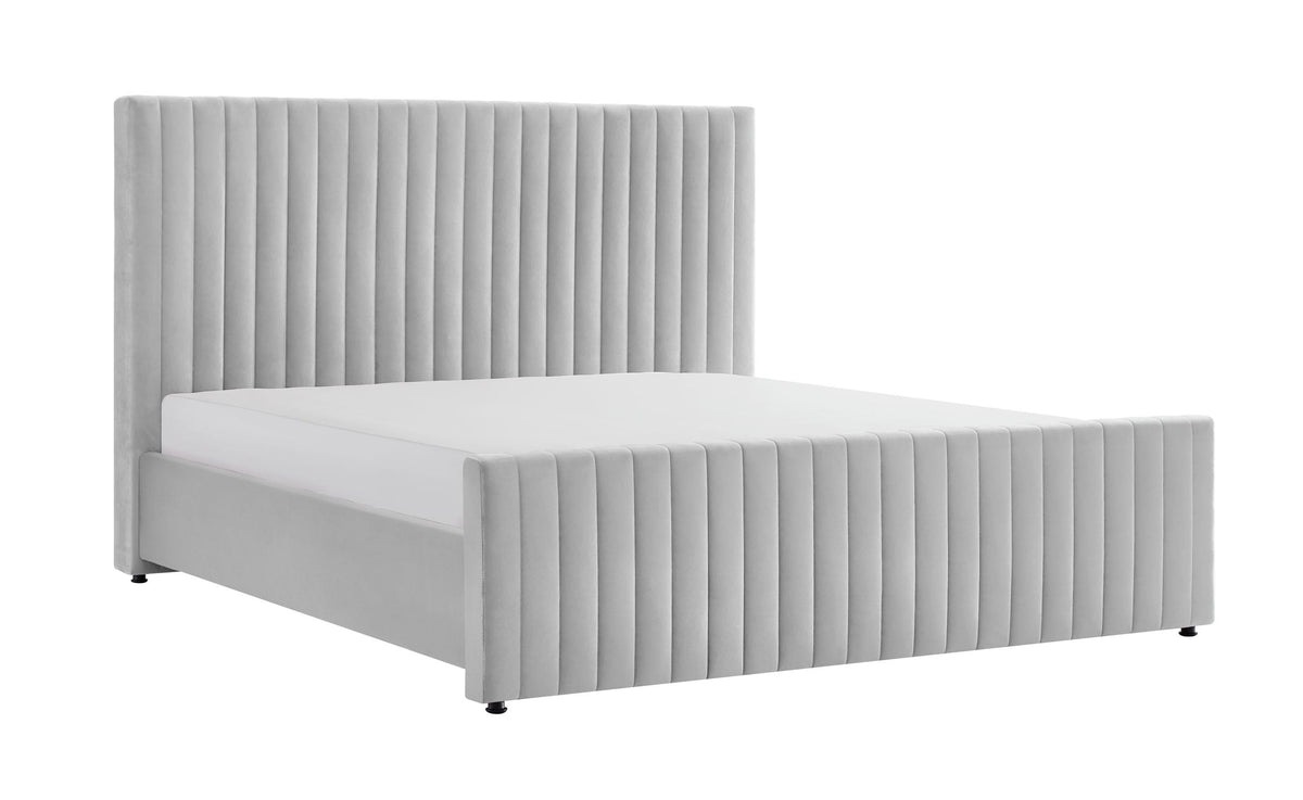 Queen Beverly Modern Grey Velvet Bed