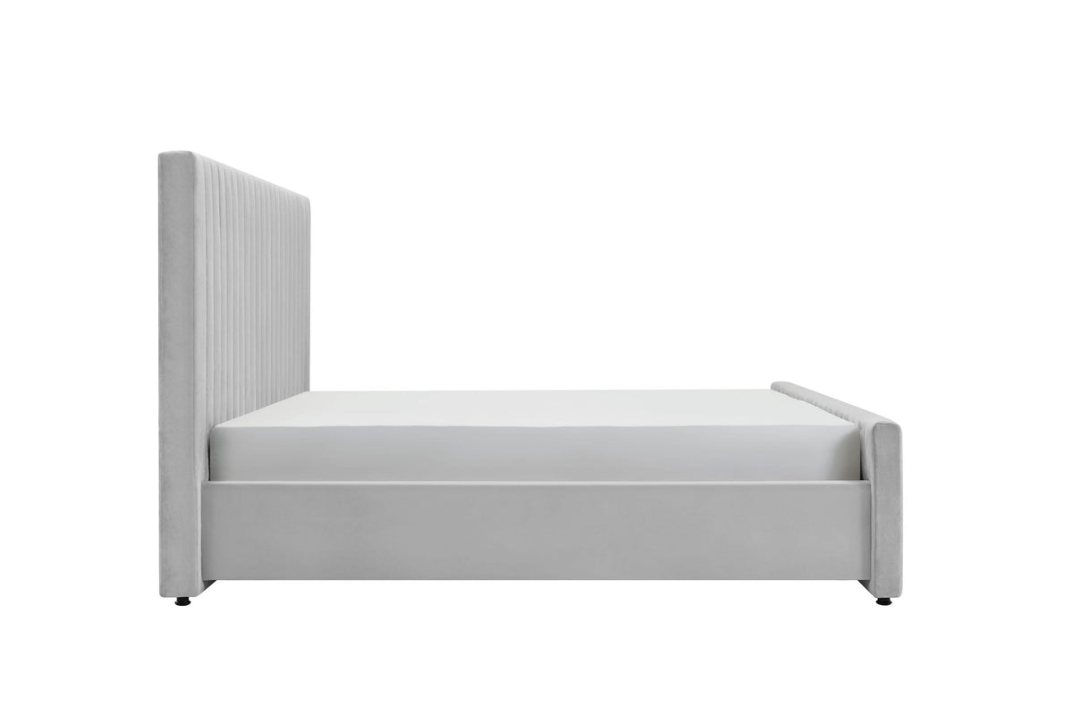 Eastern King Beverly Modern Grey Velvet Bed
