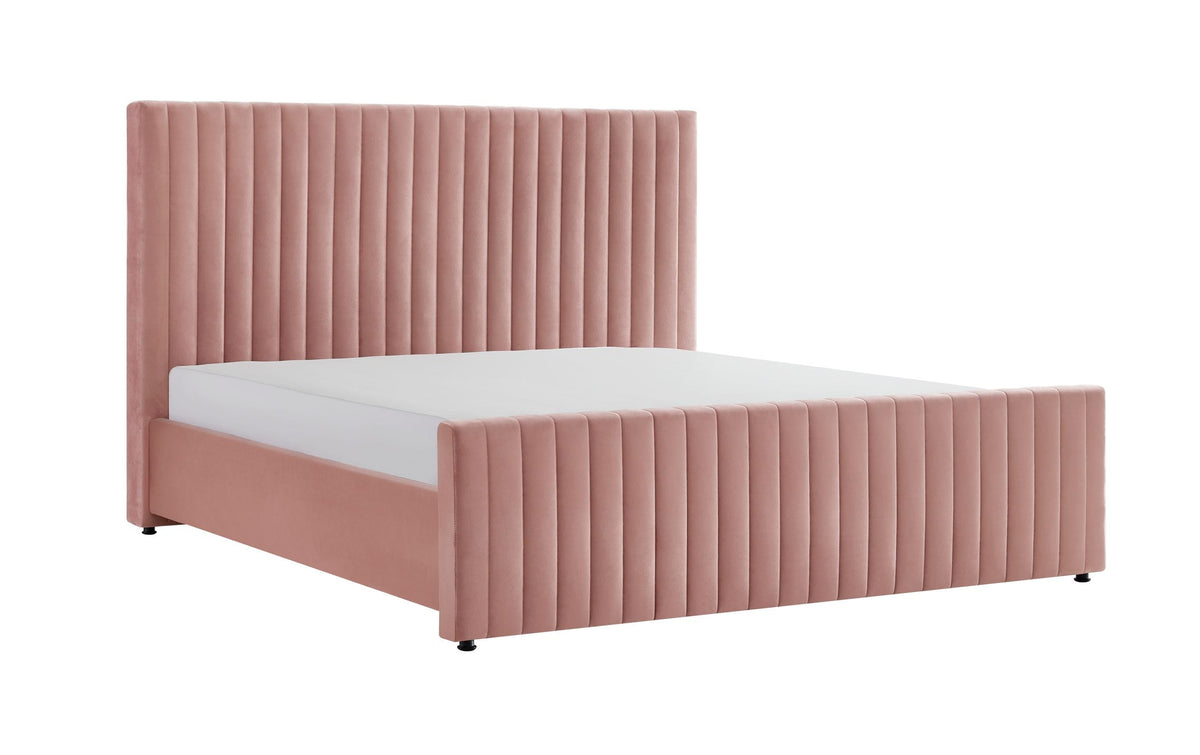 Eastern King Beverly Modern Mauve Velvet Bed