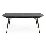 Billy Modern Black Oak & Gold Extendable Dining Table