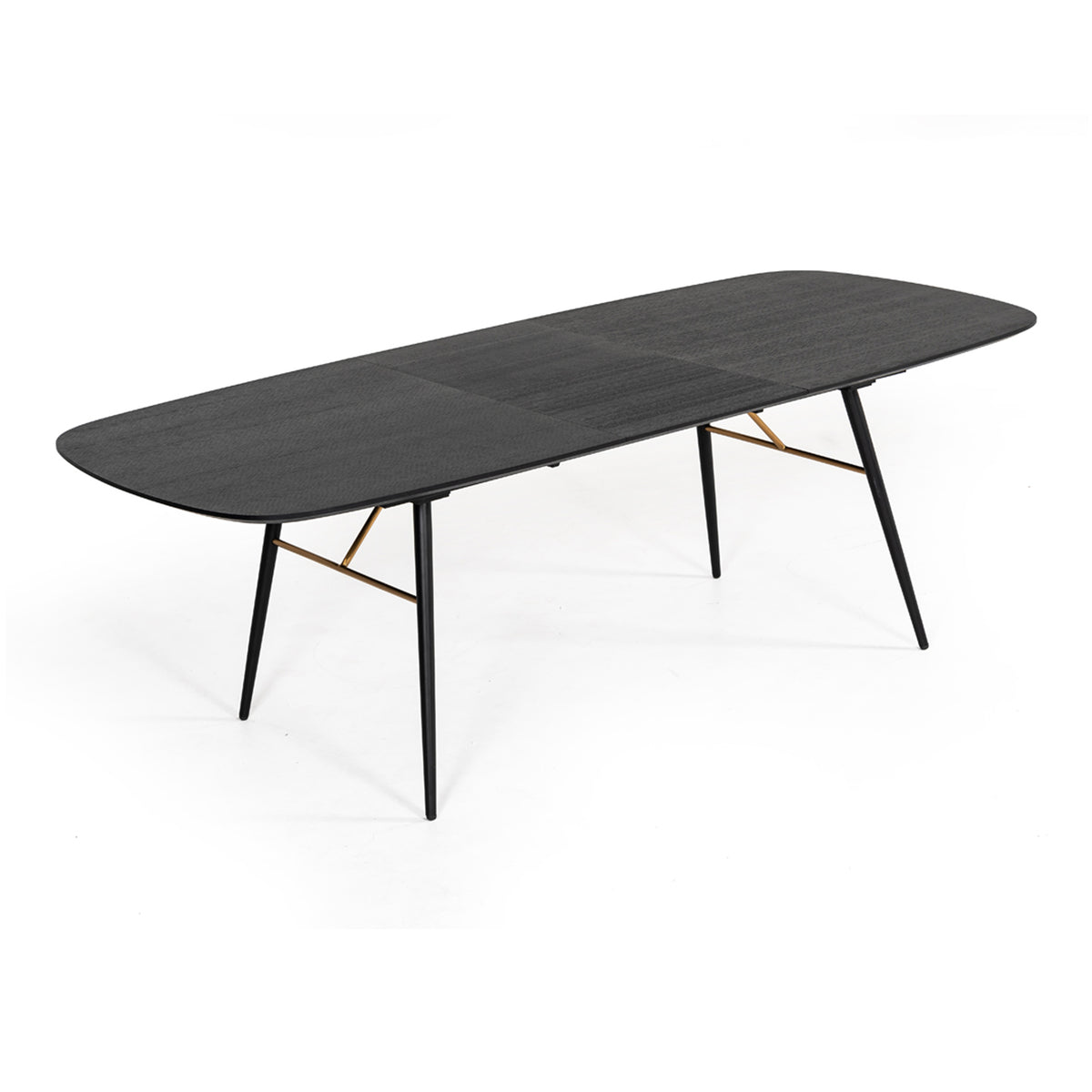 Billy Modern Black Oak & Gold Extendable Dining Table