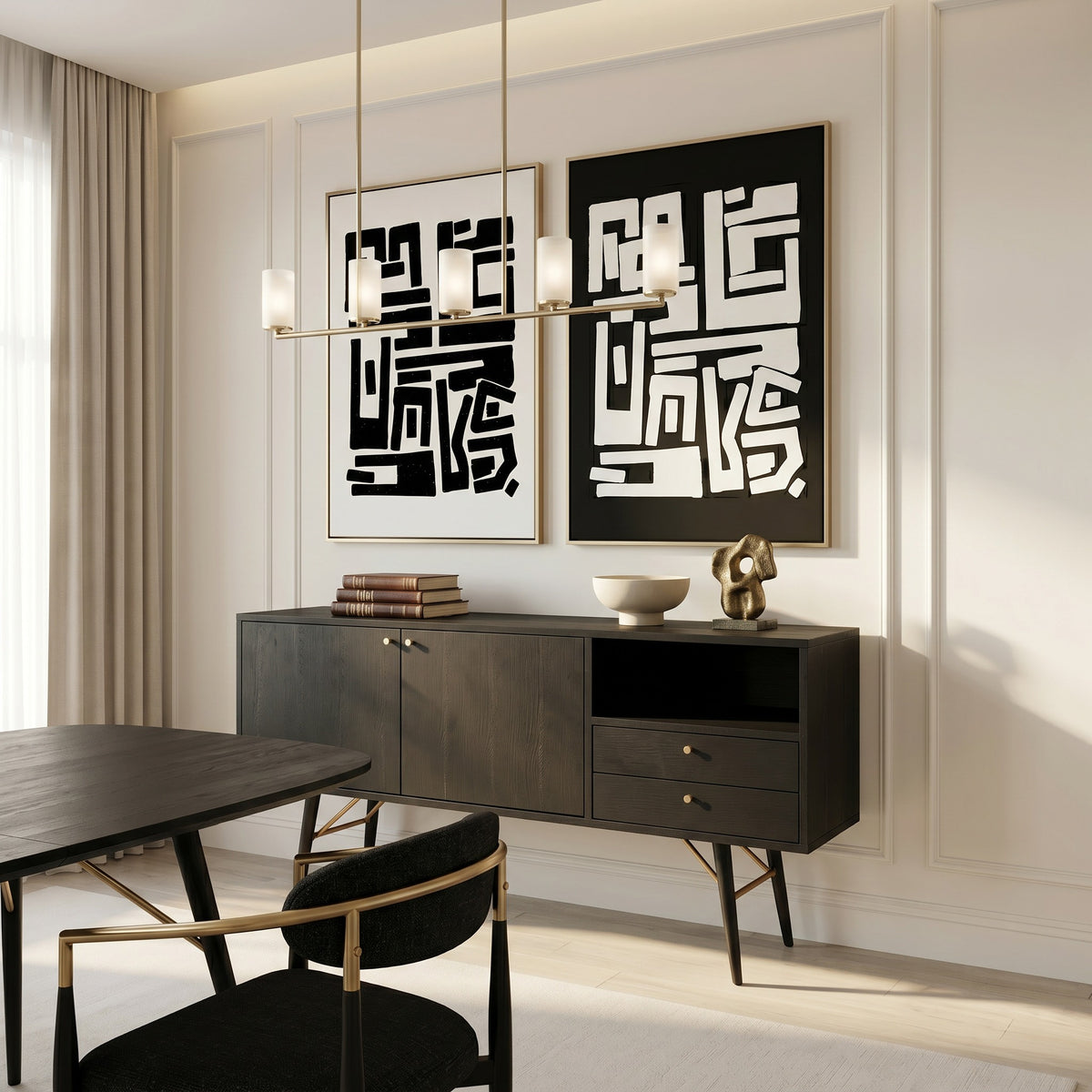 Billy Modern Black Oak & Gold Buffet