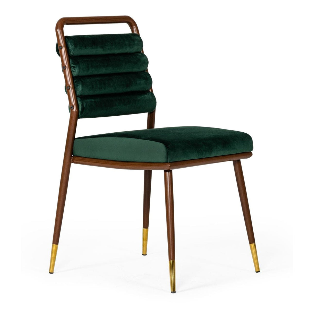 Biscay Modern Dark Green & Walnut Steel Dining Chair