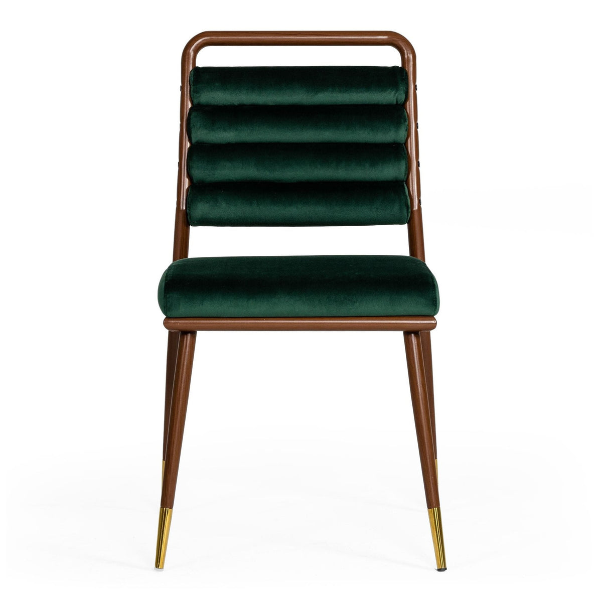 Biscay Modern Dark Green & Walnut Steel Dining Chair