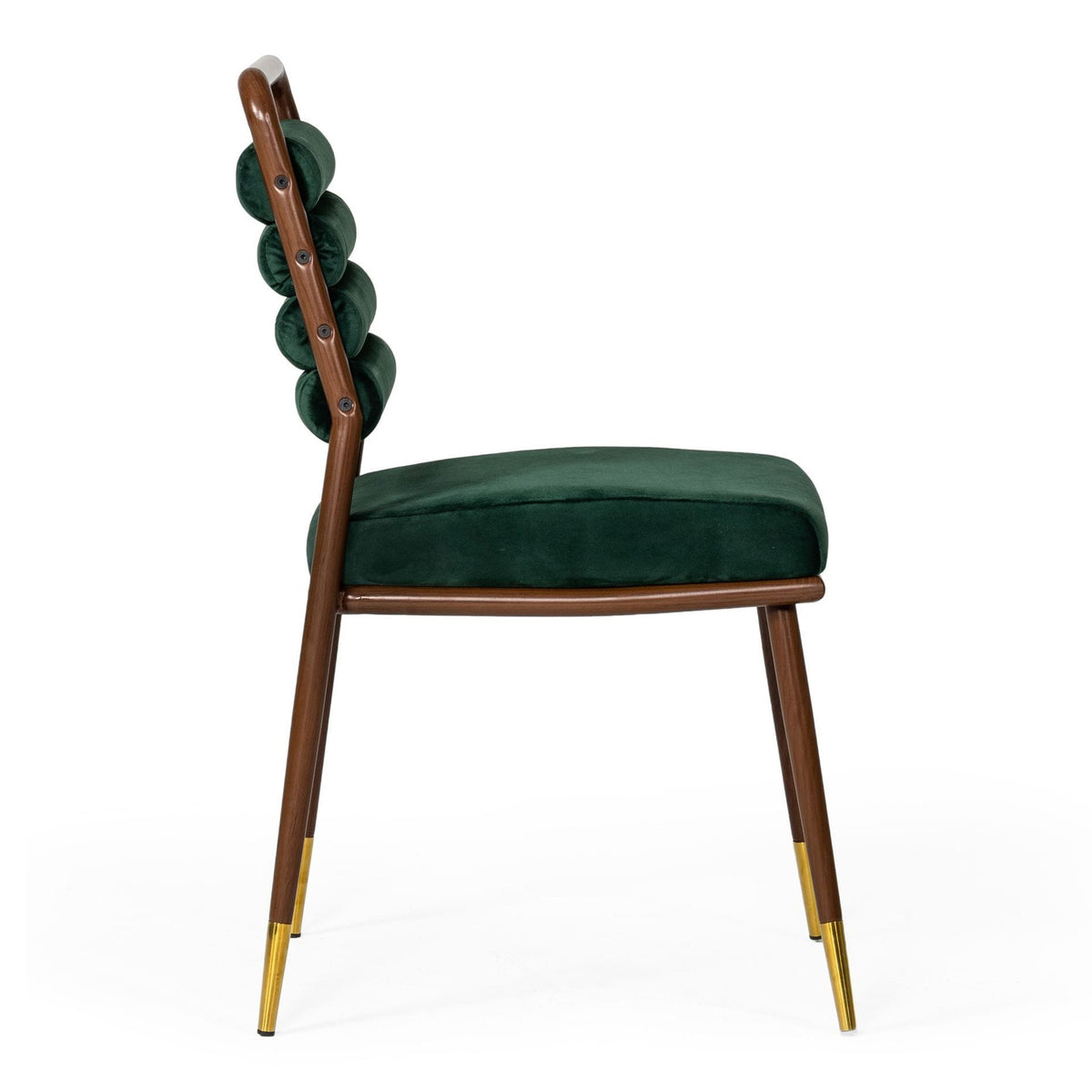 Biscay Modern Dark Green & Walnut Steel Dining Chair