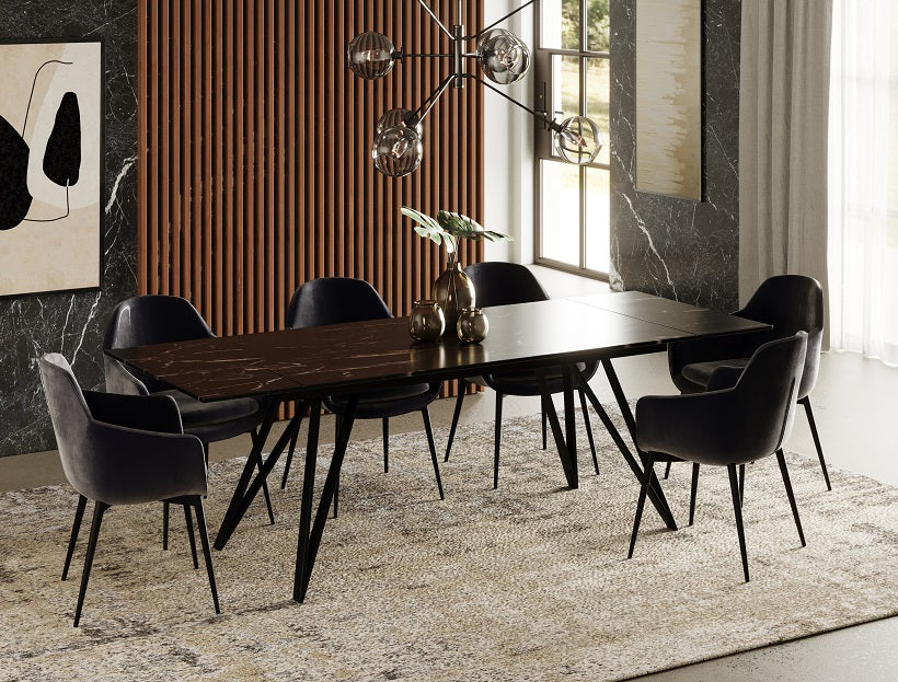 Bobby Modern Black Ceramic Extendable Dining Table
