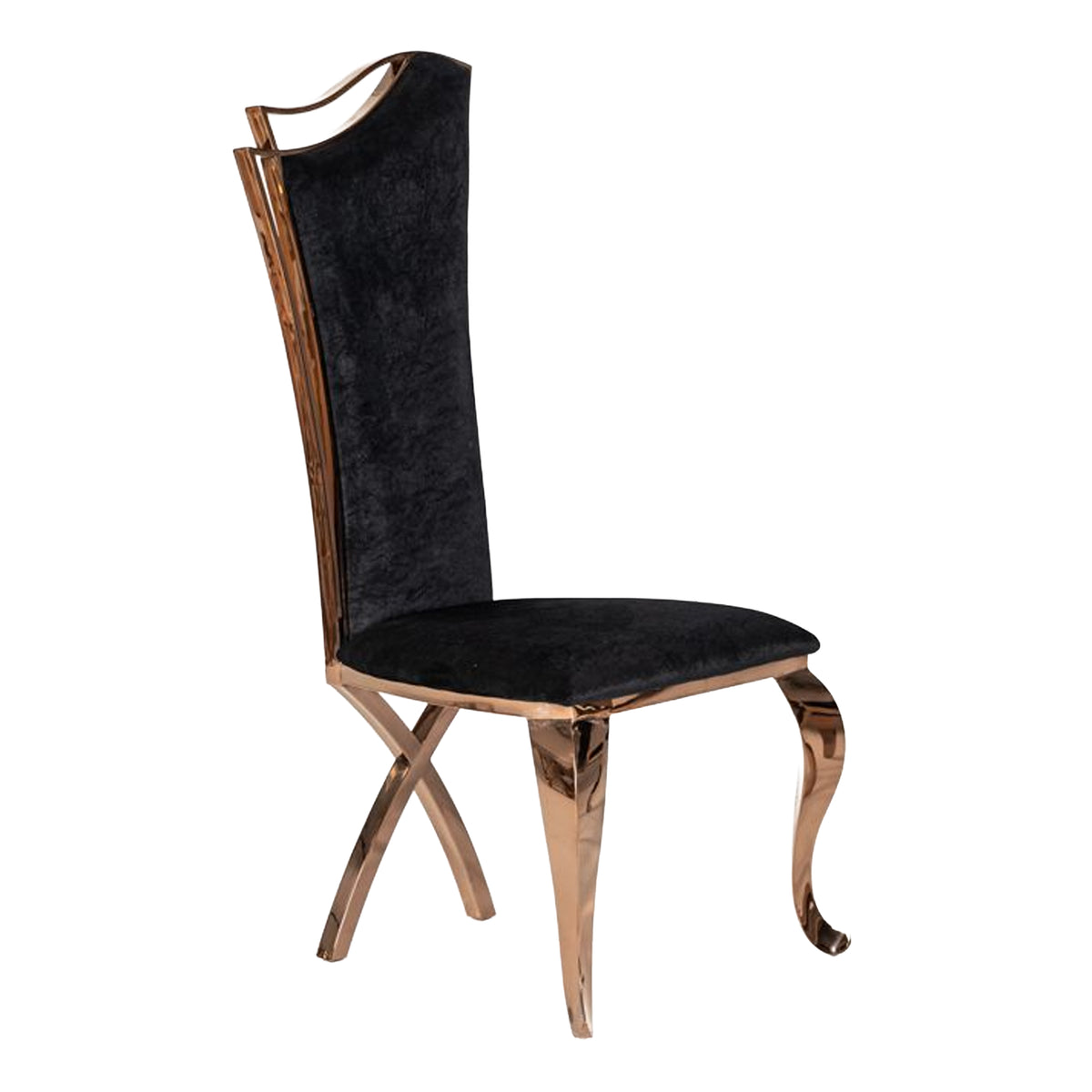 Bonnie Transitional Black Velvet & Rosegold Dining Chair (Set of 2)