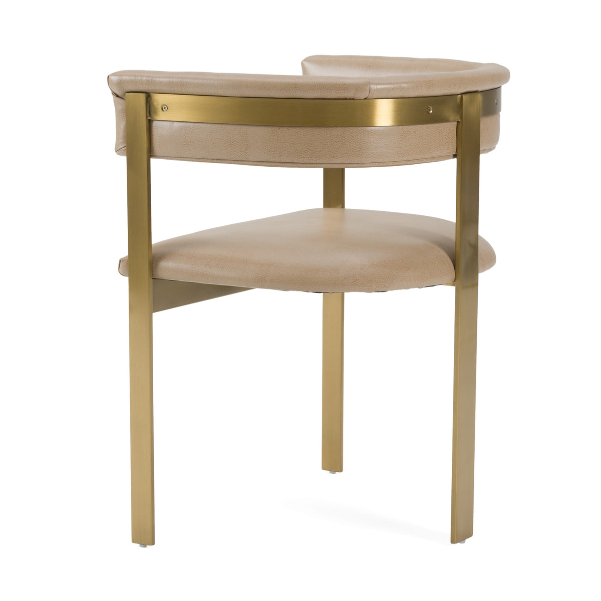 Boswell Modern Brown Faux Leather + Gold Dining Chair