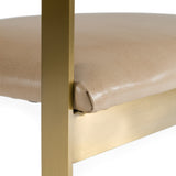 Boswell Modern Brown Faux Leather + Gold Dining Chair