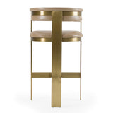 Boswell Modern Brown Faux Leather + Gold Barstool