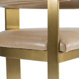 Boswell Modern Brown Faux Leather + Gold Barstool