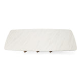 Bounty Modern White Ceramic + Antique Brass Dining Table