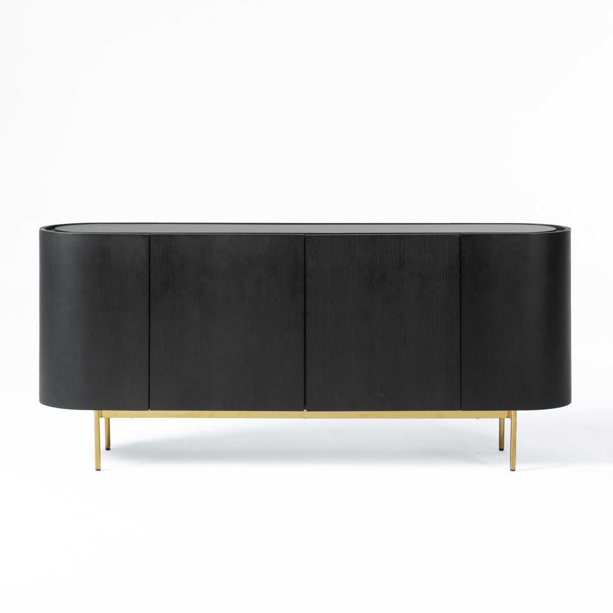 Bowie Mid-Century Modern Black Oak + Brass Buffet