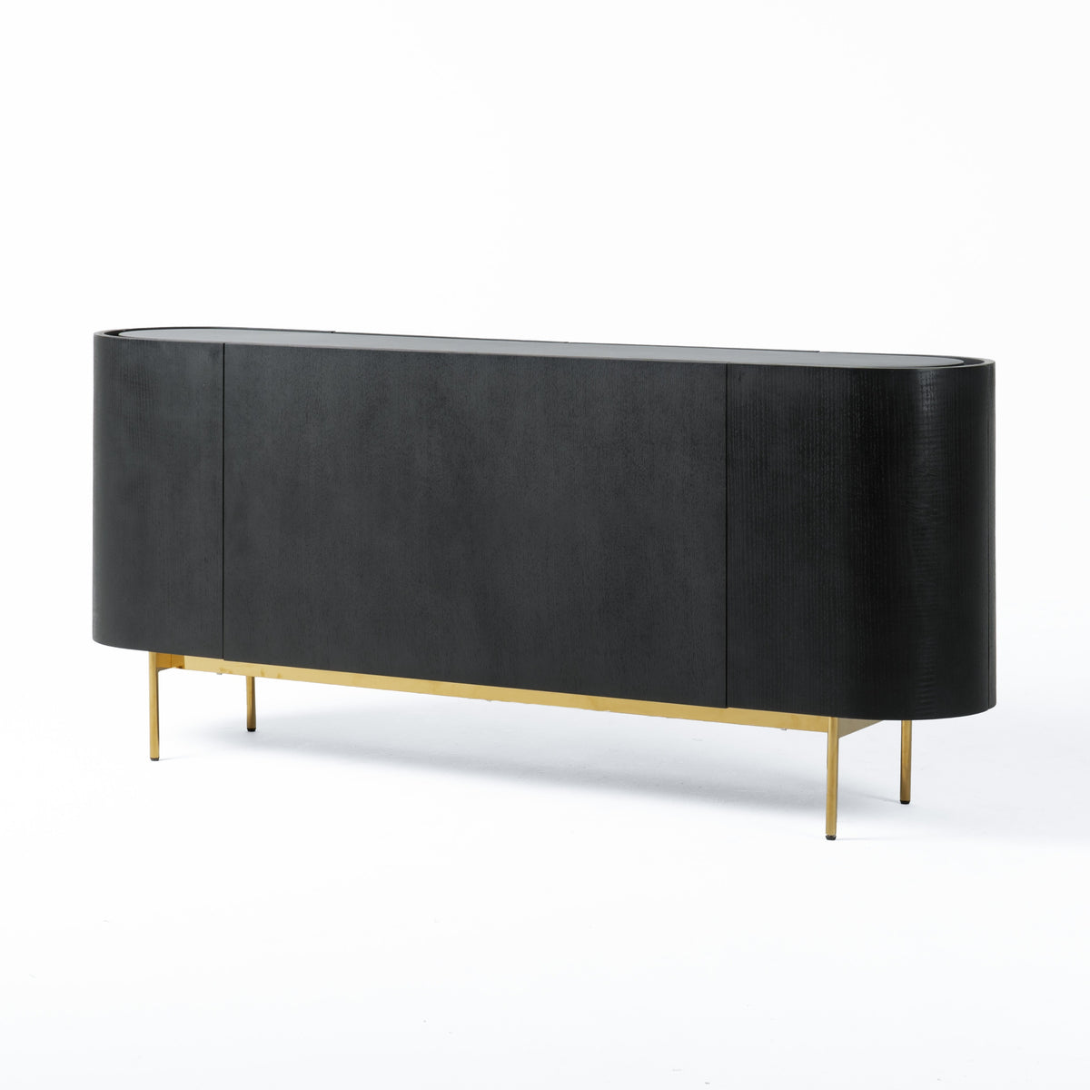 Bowie Mid-Century Modern Black Oak + Brass Buffet